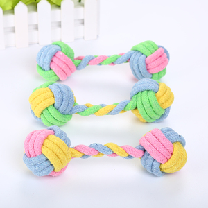 Jouet pour chien en corde de coton tressée, haltère, pour nettoyer les dents, jouets à mâcher pour chiens de petite et moyenne taille - Product Image 5