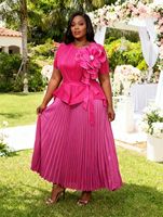Robes décontractées plissées à manches longues et col en V pour femmes, grande taille, couleur unie, élégantes et tendance, par Miyaki
