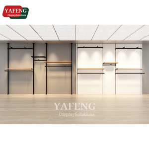 Großhandel Bekleidungsgeschäft-Einrichtung Edelstahl und Halterung Hängeregal Regalhalterung Modernes Kleidungs-Displayregal - Product Image 4