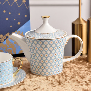 STAR Series High-End Ceramic <b>Tea</b> and Coffee <b>Set</b> Includes Bone China Teacup Saucer Kettle - Product Image 3