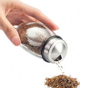 منظم توابل دوار للمطبخ مع 6 زجاجات زجاجية للأعشاب والملح والفلفل - Product Image 3