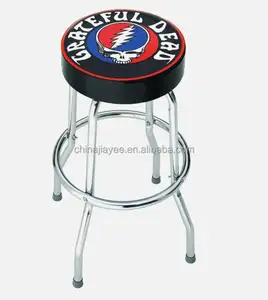 Swivel Bar Stool Padded Seat With Backrest Chrome/power Coating Plated Legs Leather Garage Shop Stool