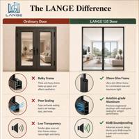 Porte coulissante extérieure LANGE NFRC, grande porte de patio moderne, verre résistant aux ouragans, triple double vitrage, cadre en aluminium fin