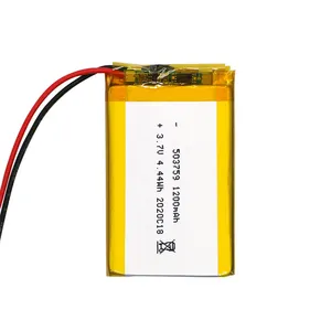 Ul msds 503759 3.7v 1200mah ליתיום-פולימר עם pcm וחוטים