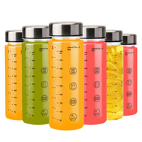 Bouteille d'eau incassable transparente de 500 ml personnalisée 2026 avec échelle graduée et couvercle, shaker pour mélanges protéinés