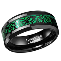 CHENG JEWELERS Bague en carbure de tungstène avec incrustation de CZ plaqué noir et bleu de 8 mm, motif dragon celtique pour hommes