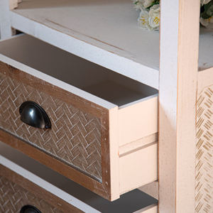 Armoire de rangement haute en bois massif faite à la main INNOVA HOME avec 2 tiroirs et 2 étagères pour le salon, vente en gros d'usine - Product Image 5