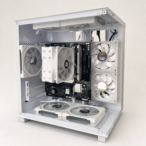 Caja de PC para juegos blanca con lateral completo de vidrio templado MATX ITX, chasis de computadora Ocean View RGB. - Product Image 4