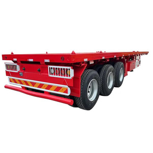Semi-remorques à plateau plat rouges à 3 essieux de haute qualité, capacité maximale de 40 tonnes, neuves, excellent prix, garantie après-vente - Product Image 2