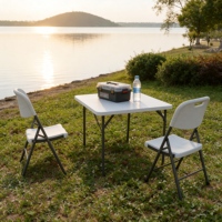 Professioneller 86x86cm Klappbarer Kunststoff-Esstisch Internationaler Standard Verschleißfest mit Winkelstütze für Gartenpartys