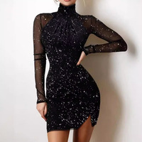 Robe de soirée vintage asymétrique noire en dentelle, ajustée, au-dessus du genou, style européen et américain, pour femme, couvrant les hanches