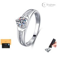 Bague en Moissanite Fine 0,5 CT, Bijou Pur en Argent Sterling 925, Coupe Ronde Brillante, Bague de Mariage Tendance en Moissanite pour Femme