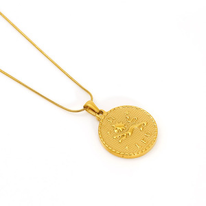 Pendentif PFT style vintage en acier inoxydable, <span class=keywords><strong>signe</strong></span> <span class=keywords><strong>du</strong></span> zodiaque, chaîne serpent plaquée or 18 carats, unisexe, cadeau de fête haut de gamme - Product Image 5