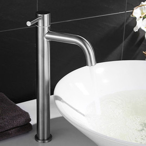 Stainless Steel Single Handle Basin Faucet 7 0 8 9in Spout Reach Minimalist <b>Deck</b> Mounted For Bathroom Sink - Product Image 1