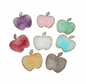 Paleta de colores creativa para pintar uñas DIY, tablero de exhibición con forma de manzana y borde dorado, con soporte de plástico tipo mango para uso estético. - Product Image 1