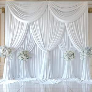 ستائر خلفية للزفاف من قماش الحرير الحليبي، ستائر جدارية وسقفية من البوليستر لخلفيات التصوير في حفلات الزفاف - Product Image 5