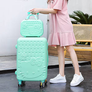 Ensemble <span class=keywords><strong>de</strong></span> bagages <span class=keywords><strong>de</strong></span> voyage 2 pièces unisexe mignon et durable avec <span class=keywords><strong>valise</strong></span> à roulettes rigide 3D gaufrée, sac cosmétique et serrure TSA - Product Image 3