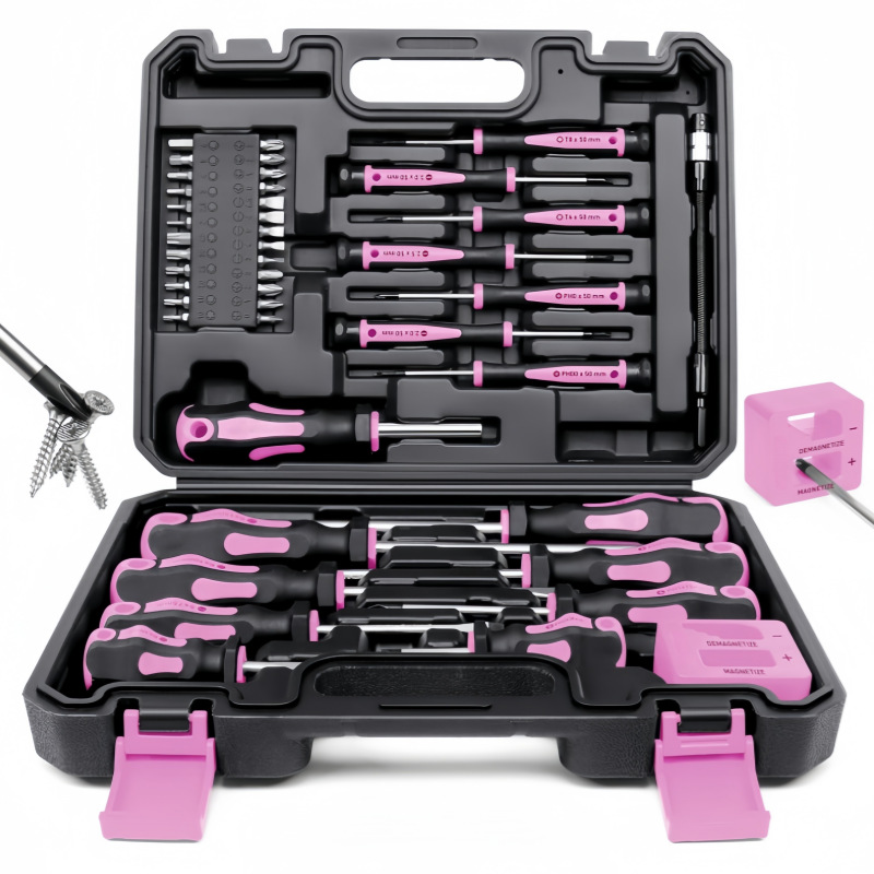 Juego de destornilladores magnéticos rosa