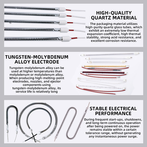 Đèn sưởi hồng ngoại hình ống Bộ phận làm nóng Ống sưởi bằng thạch anh sợi <span class=keywords><strong>carbon</strong></span> hồng ngoại - Product Image 4