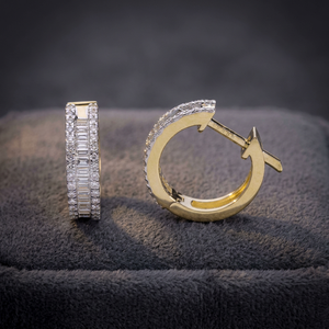 Pendientes de Aro de Oro de 14K Brillantes de Doble Cara para Mujer, con Diamantes Redondos Naturales, Regalo de Lujo para Bodas y Aniversarios - Product Image 1
