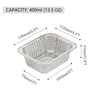 Barquette rectangulaire en aluminium de qualité alimentaire 400 ml, écologique, réutilisable, certifiée BRC, avec couvercles, pour plats à emporter