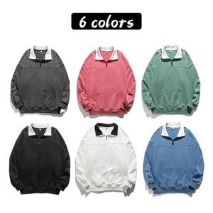 Venta al por mayor de alta calidad en blanco de talla grande suéteres de media cremallera de dos tonos de color sudaderas Unisex - Product Image 2