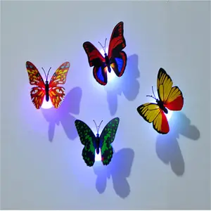 집 장식 스티커 데스크 벽 야간 조명 램프 빛나는 3d 나비 홈 파티