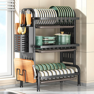 Estante de almacenamiento de cocina de Metal multifuncional, cuenco para el hogar, plato, palillos, caja de almacenamiento, escurridor de pared, cuenco, armario - Product Image 3