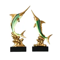 Pièce de décoration de table personnalisée en gros, statue de poisson en résine, sculpture 3D de poisson épée, décoration