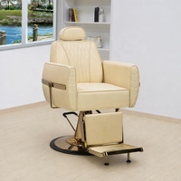 Chaise de Salon de Coiffure Hydraulique Dorée pour Coiffeur - Mobilier de Salon