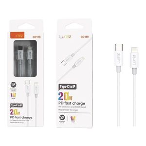 Lumiz Type C To Ip 20W 1M PD Fast <b>Charge</b> <b>Cable</b> White - Product Image 1