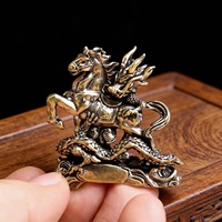 1 pièce Statue d'ornement en laiton représentant un dragon et un cheval, figurine de bureau, décoration d'étagère, artisanat en cuivre, vente en gros