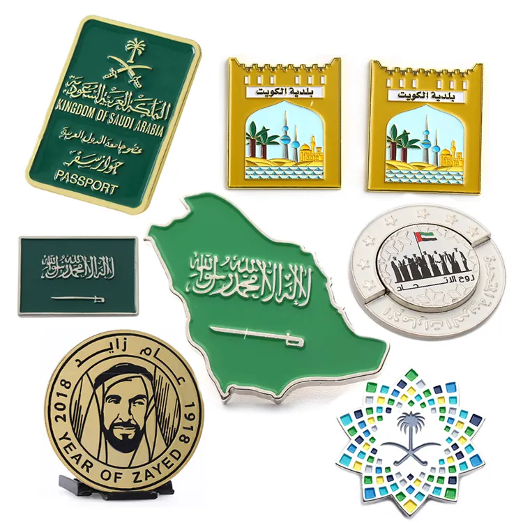 Spilla personalizzata in smalto morbido Ksa bandiera nazionale saudita distintivo emirati arabi uniti spilla per la festa nazionale