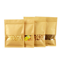 Sachets d'emballage avec fermeture à glissière en papier kraft brun uni à 3 joints latéraux doublés de papier d'aluminium plat thermoscellable alimentaire café thé