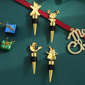 Christmas <b>Wine</b> Stopper Set Metal Santa Claus Reindeer Bird Gingerbread Man Bottle Seal Christmas Gift Decor - Product Image 4
