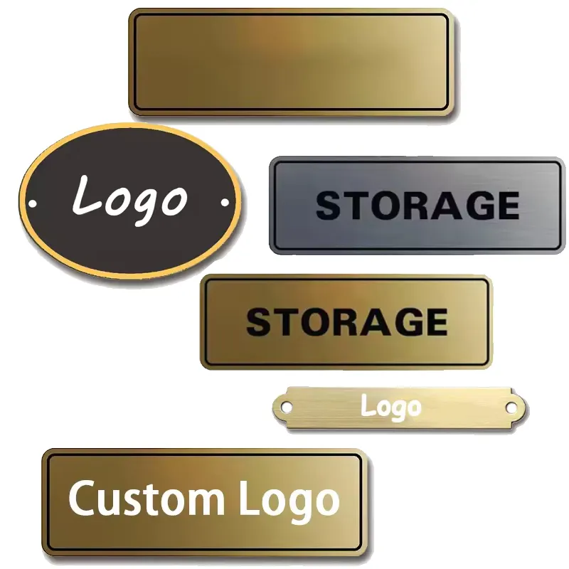Design Engraved Brand Name Luxury Metal Engraving Aluminium Custom Logo Label Tag For Clothing Metal Furniture Label