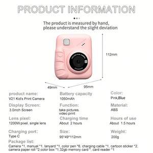 Cámara de Video Digital de Impresión Instantánea para Niños, Regalos de Cumpleaños para Niños Pequeños, Sin Tinta y de Material Plástico, Sensor de Imagen CMOS - Product Image 5