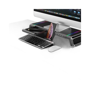 Support de Bureau Multifonctionnel pour Écran d'Ordinateur, Rehausseur Pliable avec Base de Rangement et Support Téléphone, Inclinaison à 90 Degrés - Product Image 1