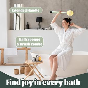 Bath <b>Brush</b> Long Handle Bath Ball Rubbing 2-in-1 Bath <b>Brush</b> <b>Back</b> Rubbing Bath Artifact Double Sided Bath <b>Brush</b> - Product Image 3