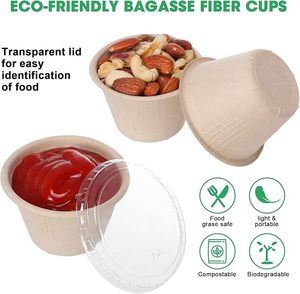 Có thể phân hủy Takeaway mía bã mía ngâm nước sốt cup dùng một lần phân hủy sinh học nước sốt cup với nắp đậy - Product Image 3