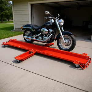 Steel Motorcycle Dolly 1250 Lbs Capacity For Cruiser <b>Transport</b> With Wheels And Frame Support - Product Image 2