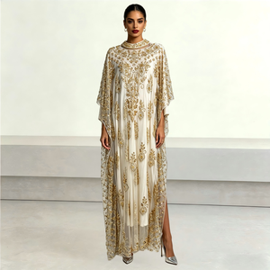 Robe Kaftan de Luxe Perlée à la Main pour Femme, <span class=keywords><strong>Abaya</strong></span> de Dubaï, Robe de Soirée Longue Musulmane, Robe Formelle Modeste pour l'Aïd, Mariage, Ramadan, ODM - Product Image 1