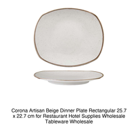 Assiette plate beige artisanale 25,7 × 22,7 cm rectangulaire Corona Pp1605722612