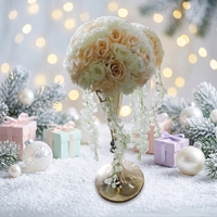 Boule de fleurs artificielles en soie rose, faite à la main, style moderne, pour mariage, Noël, centre de table, décoration florale pour fêtes et événements