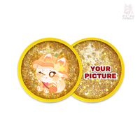 Sous-verre personnalisé en acrylique rond avec sable mouvant, motif personnage d'anime, dessous de verre liquide agitateur