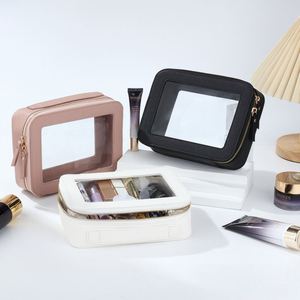 Caja de Almacenamiento de Cosméticos Transparente de PVC con Cierre, Gran Capacidad, Asa Suave, Impermeable, para Viaje, Venta Caliente de Fábrica - Product Image 3