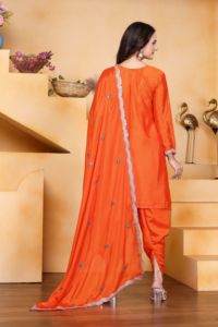 Chinon Silk Dhoti Kurta Set for Women Luxury Coding Sequence Embroidery Work <b>Kurti</b> Legging Set Indian Ethnic Wedding Wear - Product Image 5
