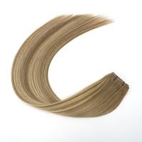 Extensiones de Cabello Humano Remy Ruso Virgen de Doble Trama Sin Costuras, Extensiones de Cabello con Trama de Mariposa de PU con Orificios