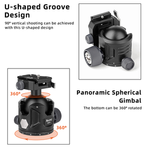 Xiletu gs54 cấu hình thấp CNC nhôm thủy lực Gimbal bóng đầu gắn kết với phát hành nhanh chóng tấm trên chân máy cho săn bắn ngoài trời - Product Image 4