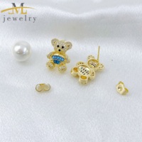 Pendientes de Botón de Alta Calidad Jml, Chapados en Oro de 14k, con Circonita, Diseño de Oso, para Mujer, Nueva Oferta, Regalo para Chica